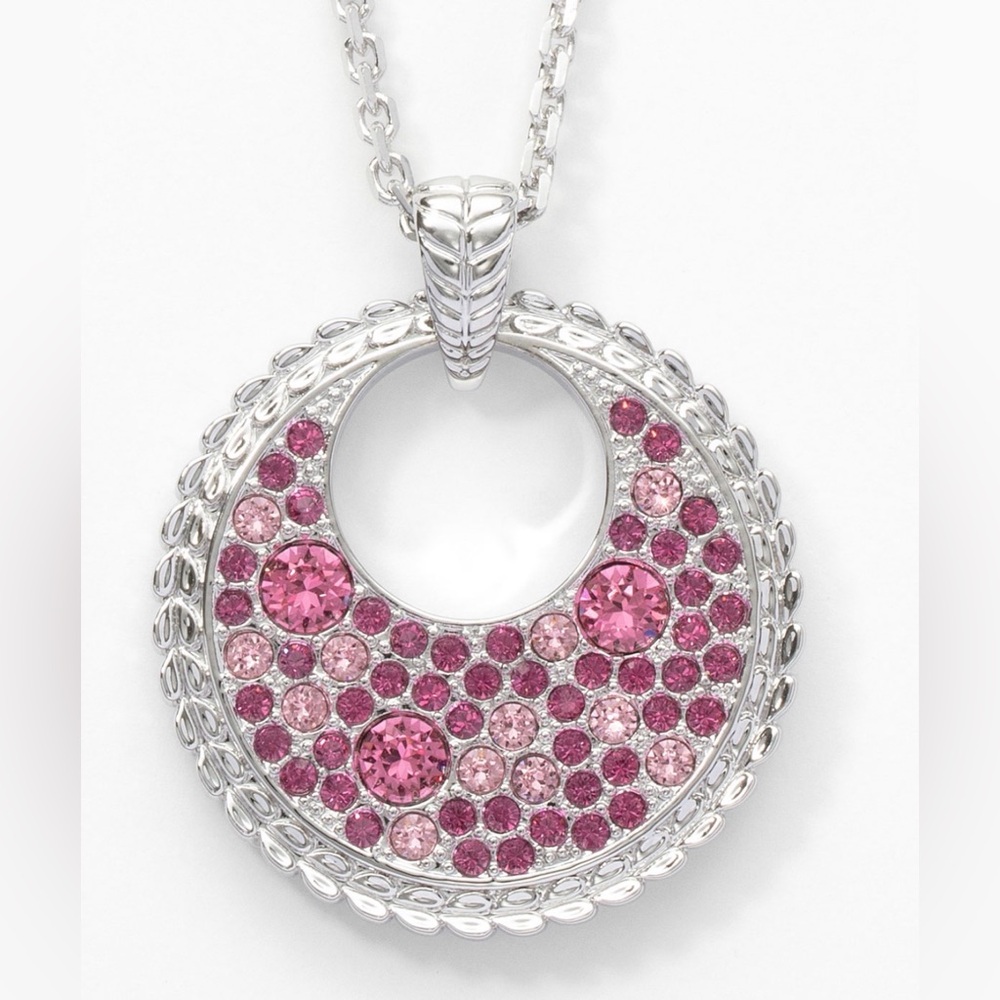 Touchstone Crystal COLOR BURST Crystal ombré pendant & chain Gorgeous Pink BNIB